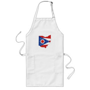 Ohio Shaped Buckeye Statlig flagga Ohioan Långt Förkläde