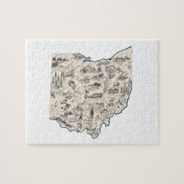 Ohio Shaped Buckeye-Vintagen Ohioan Bild Karta Pussel