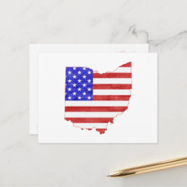 Ohio Shaped Patriotic Ohioan American Flagga Bucke Vykort