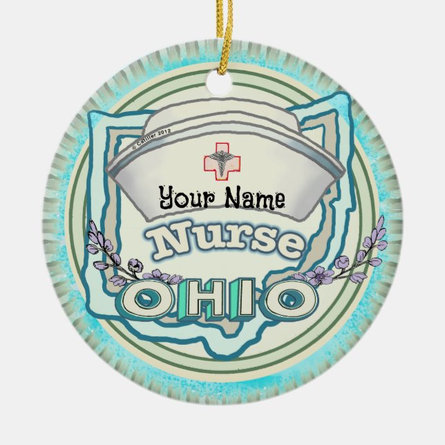 Ohio Sjuksköterska Julgransprydnad Keramik (Framsidan)