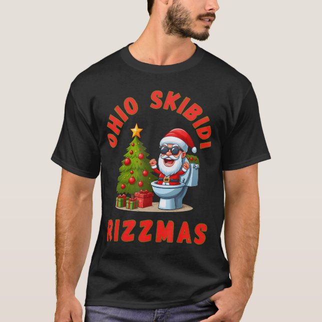 Ohio Skibidi Rizzmas jul Rizz Jultomten T Shirt (Framsida)