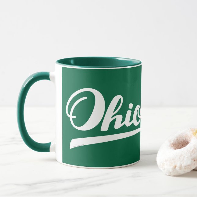 Ohio skrivar den gröna souvenir mugg (Med munk)