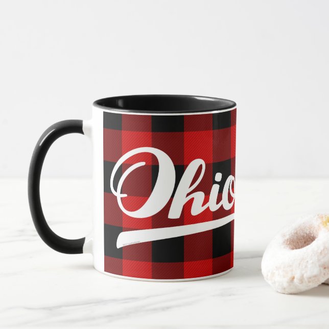 Ohio skrivar den röda souvenir för mugg (Med munk)