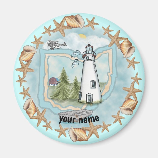Ohio Snäckas Lighthouse-magnet Magnet (Framsidan)