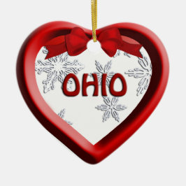 Ohio Snowflake Heart jul Ornament