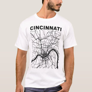 Ohio Souvenir Cincinnati City Street Karta T Shirt