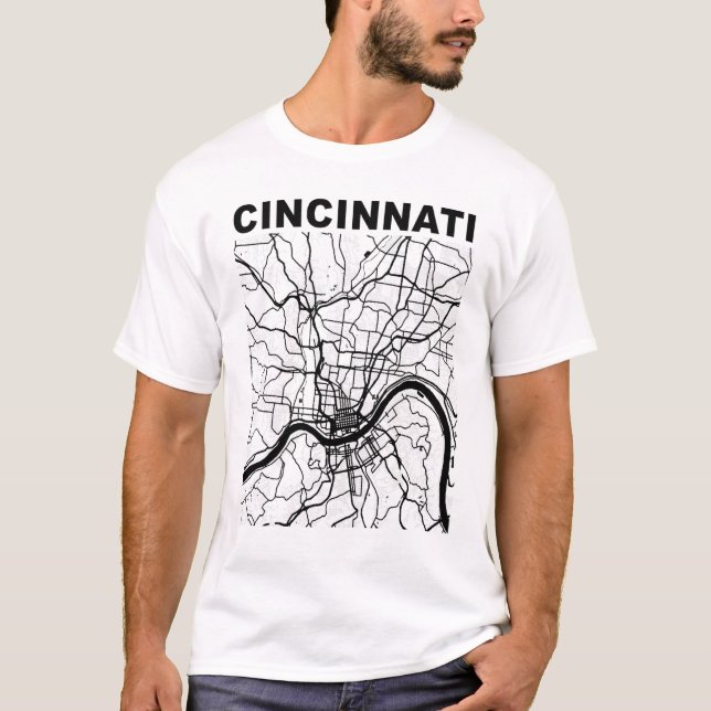 Ohio Souvenir Cincinnati City Street Karta T Shirt (Framsida)