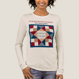 Ohio Star Quilt Block - Navy, Red, Tan T Shirt