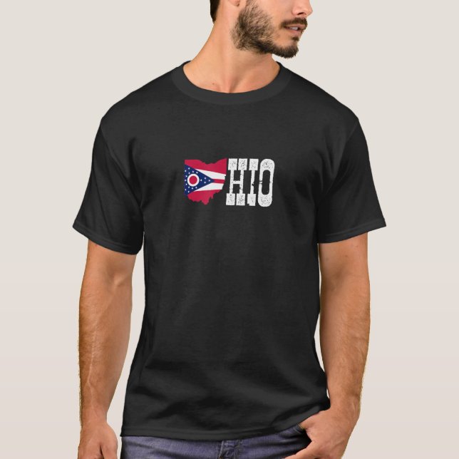 Ohio-stat och Ohio-Flagga med Pride för Ohio T Shirt (Framsida)