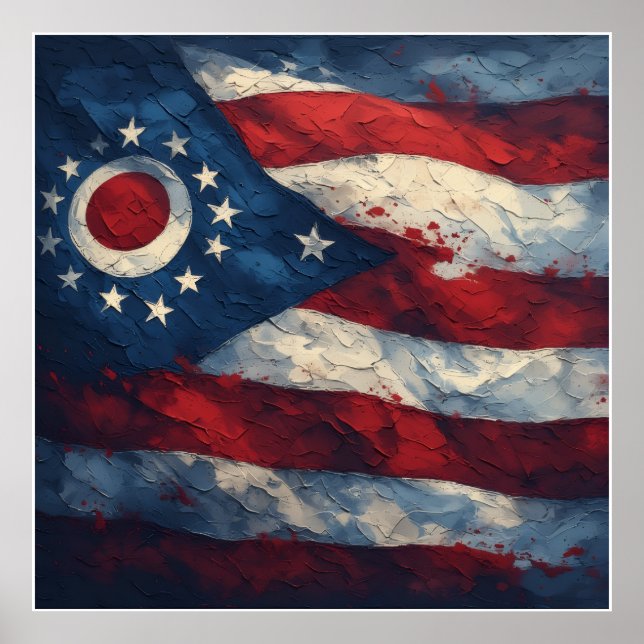 Ohio State Flag Design | Buckeye State Pride Gift  Poster (Framsidan)