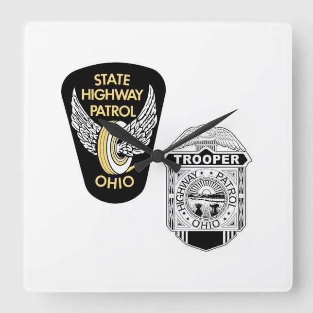 Ohio State Highway Patrol - OSP - Wall Clock Fyrkantig Klocka (Framsida)