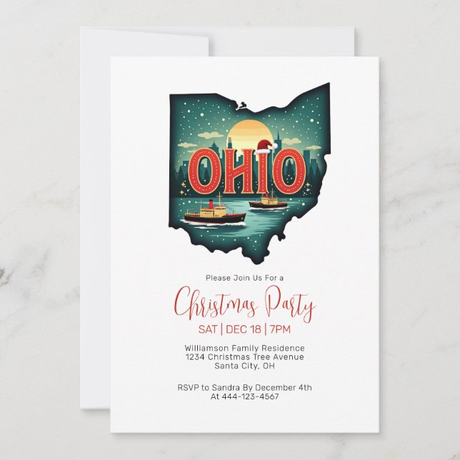 Ohio State Karta-Julfesten Inbjudningar (Framsida)