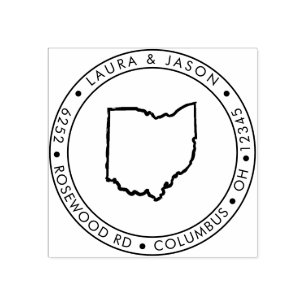Ohio State Karta Returadress Wood Stämpel