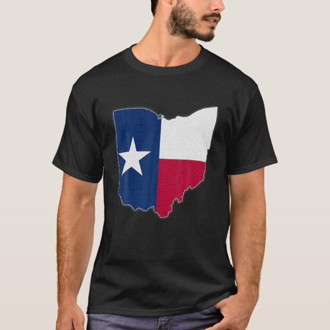 OHIO STATE KARTA TEXAS TX Flagga Roots Manar Women T Shirt (Framsida)