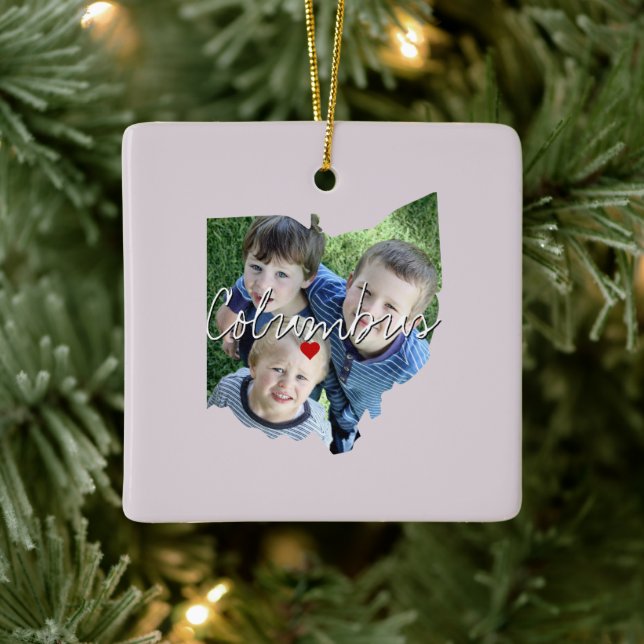 Ohio State Photo infoga och namn Julgransprydnad Keramik (Träd)