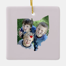 Ohio State Photo infoga och namn Julgransprydnad Keramik