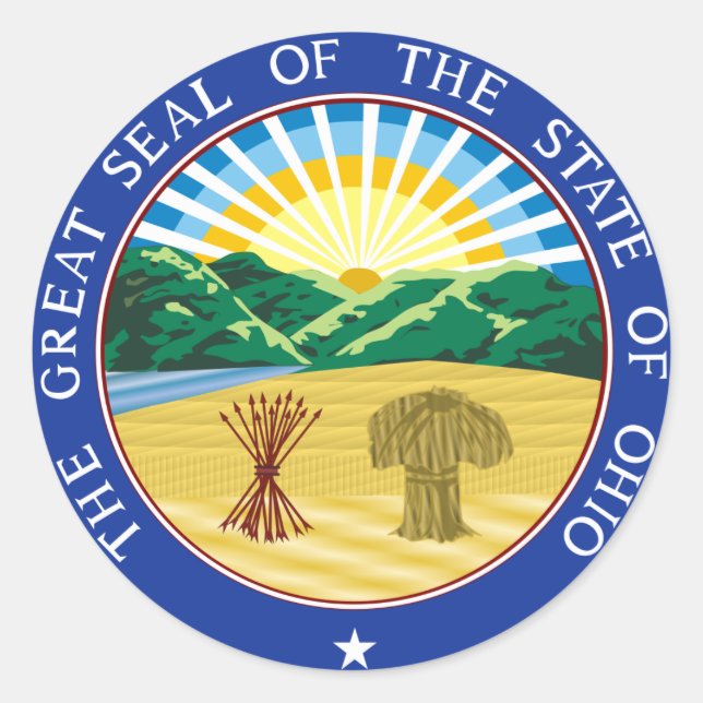 Ohio State Seal Sticker Runt Klistermärke (Framsida)