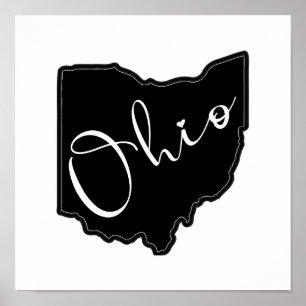 Ohio State Shape-kontur - Ohio Karta-kontur Poster