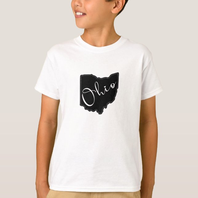 Ohio State Shape-kontur - Ohio Karta-kontur T Shirt (Framsida)