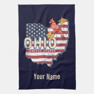 Ohio State United Stater Retro Karta Vintage USA Kökshandduk