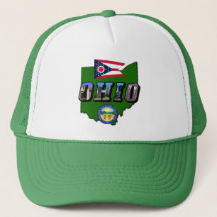 Ohio-staten Karta, Bild Text, Flagga och förseglin Keps