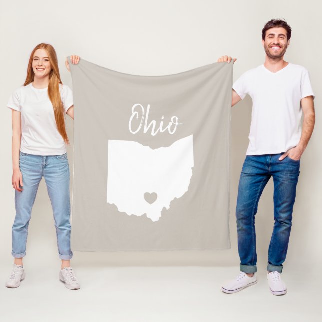 Ohio-staten karta kärlek fleecefilt (På plats)