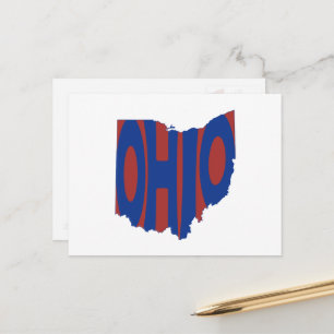 Ohio-staten Namn Ord Art Blue Vykort