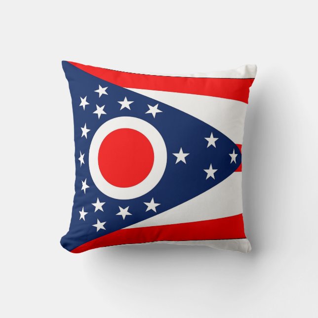 Ohio Statlig flagga American MoJo Pillow Kudde (Framsida)