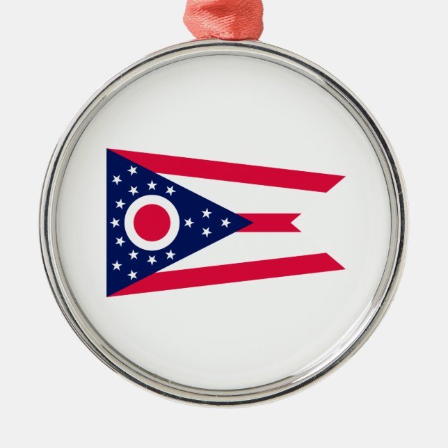 Ohio Statlig flagga Design Julgransprydnad Metall (Framsidan)