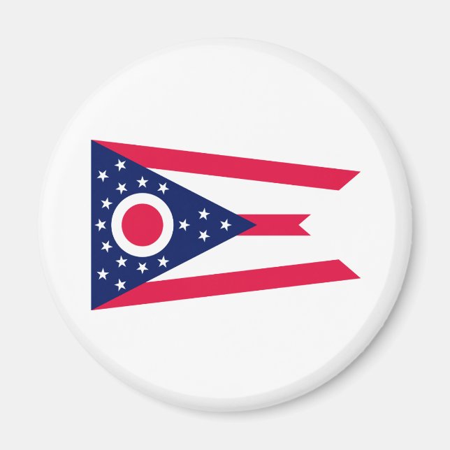 Ohio Statlig flagga Design Magnet (Framsidan)