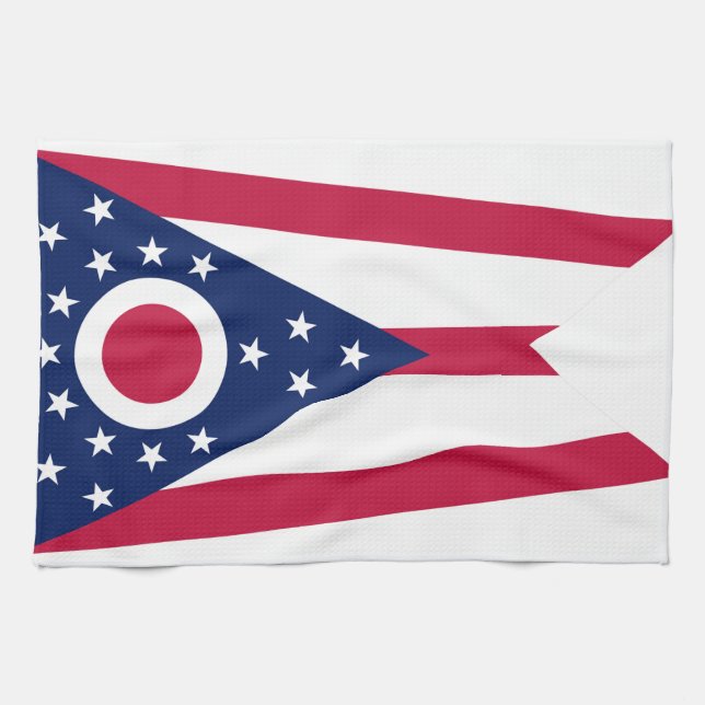Ohio statlig flagga kökshandduk (Horisontell)