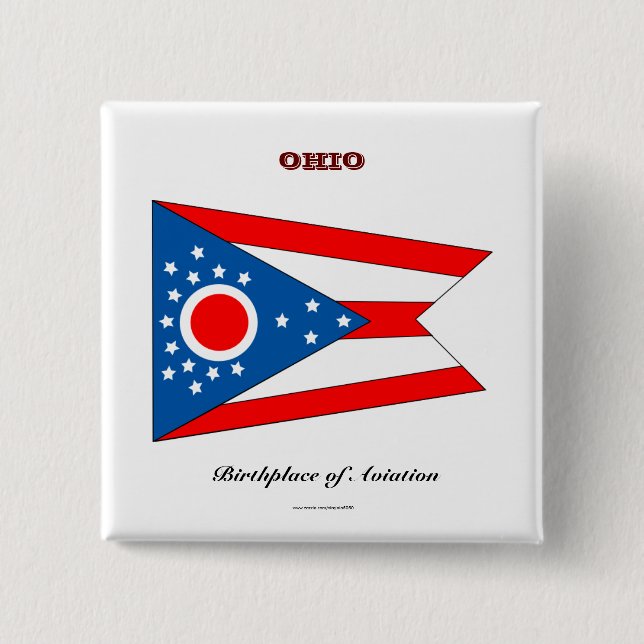 Ohio statlig flagga och slogan knapp (Framsida)