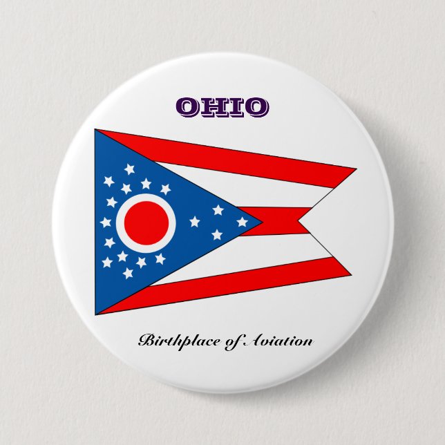 Ohio statlig flagga och slogan knapp (Framsida)