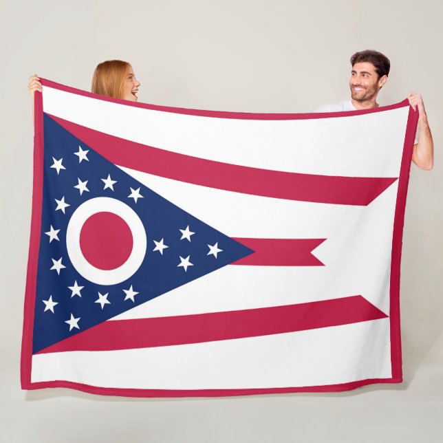 Ohio Statlig flagga Print Patriotc Fleecefilt (På plats)