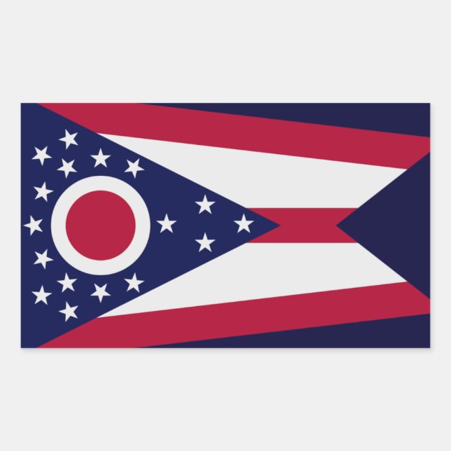 Ohio Statlig flagga Sticker Rektangulärt Klistermärke (Framsida)