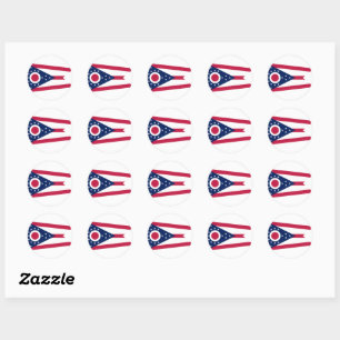 Ohio Statlig flagga USA Runt Klistermärke