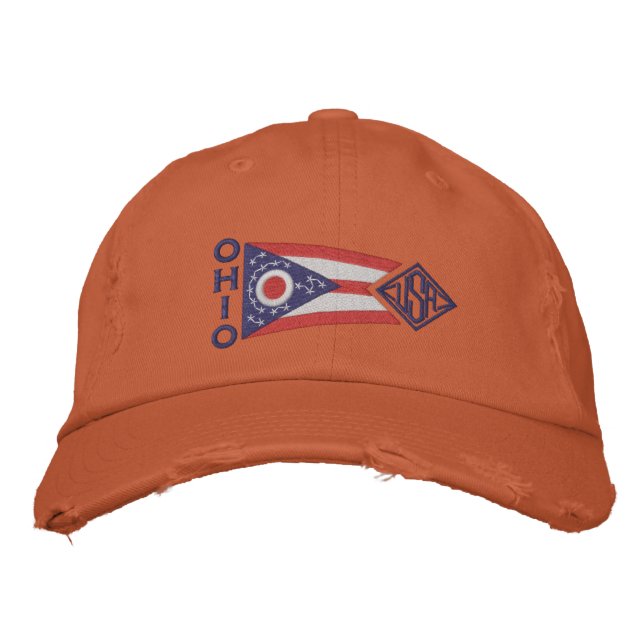 Ohio statlig flaggadesign broderad keps (Framsida)