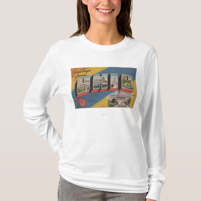 Ohio (statlig huvudstad/blomma) - stor brevplats tee (Framsida)