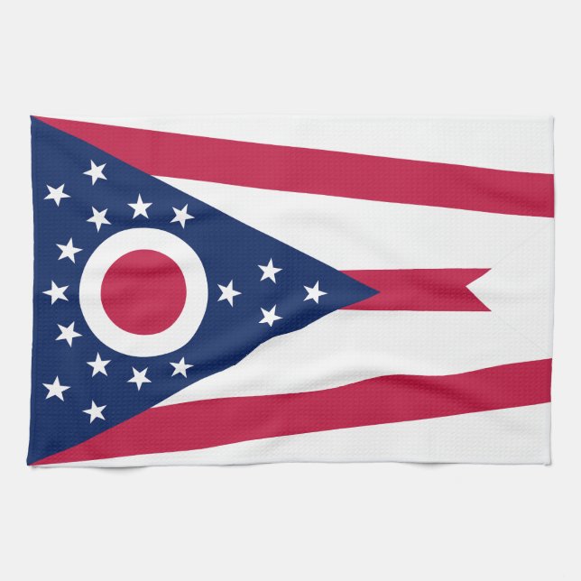 Ohio statsflagga kökshandduk (Horisontell)