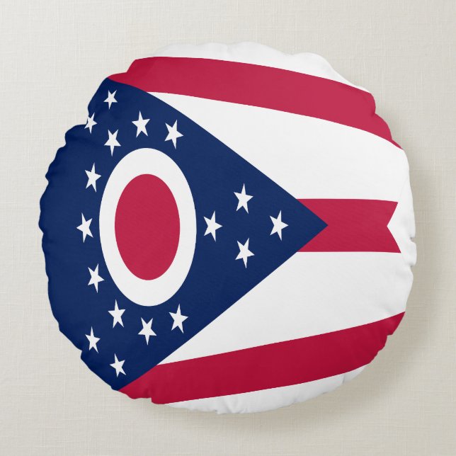 Ohio statsflagga rund kudde (Framsidan)