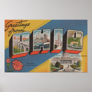 Ohio (statskapital/blomma) - stor Brev-scen Poster