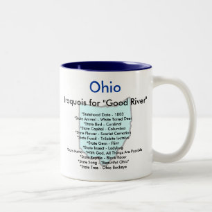 Ohio symboler & karta Två-Tonad mugg