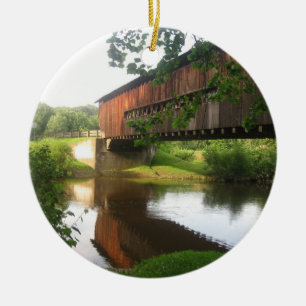 Ohio täckte överbryggar och strömmer julgransprydnad keramik