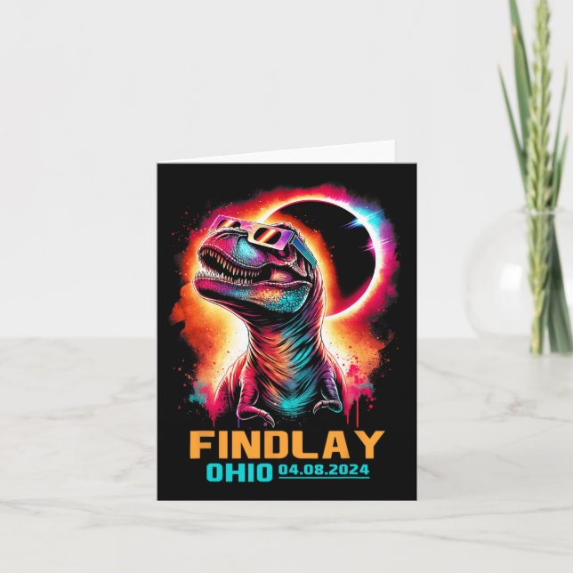 Ohio Total Solar Eclipse 2024 Dinosaur Colorful Kort (Framsida)
