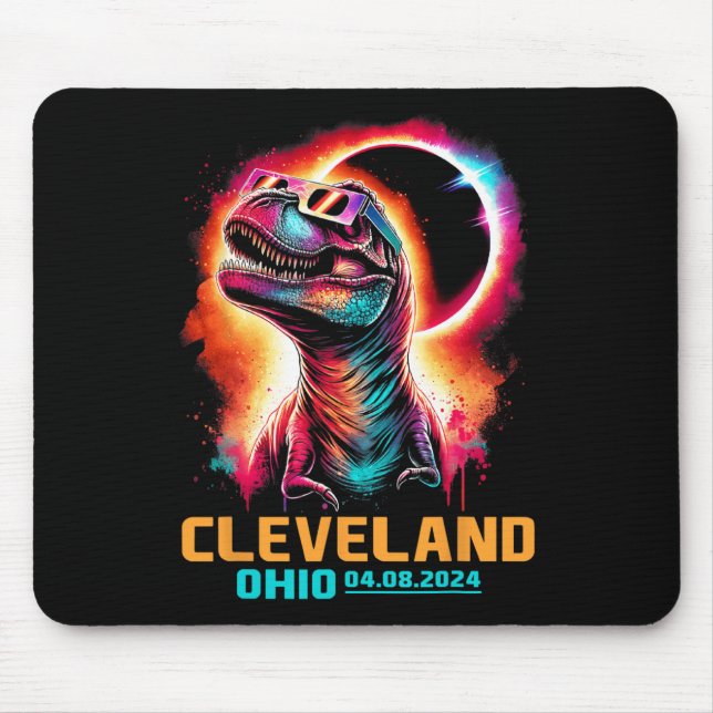 Ohio Total Solar Eclipse 2024 T Rex Dinosaur Musmatta (Framsidan)