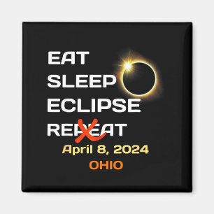 Ohio Total Solförmörkelse April Illustration Magnet
