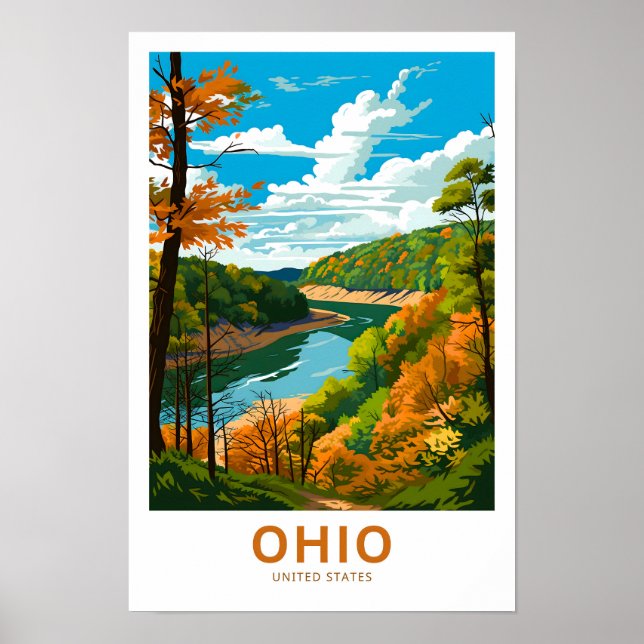 Ohio United Stater Travel Print Poster (Framsidan)