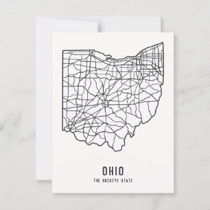 Ohio US-delstatskarta - Buckeye State-karta Vykort