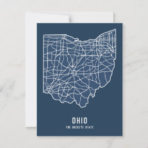 Ohio US-delstatskarta - Buckeye State-karta Vykort