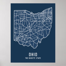 Ohio US State road karta - Buckeye State karta